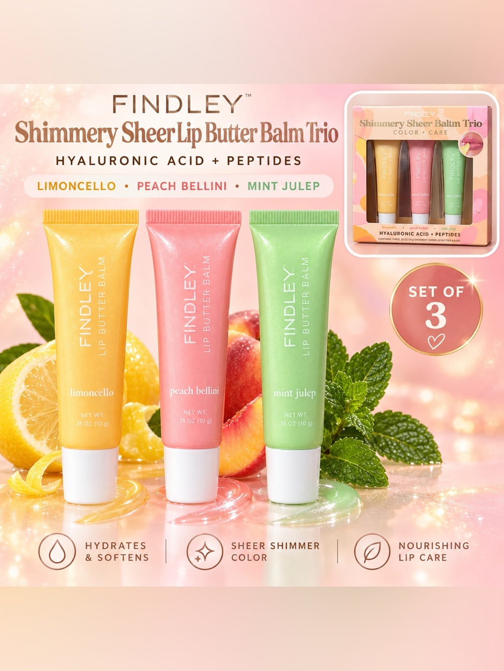 Findley shimmery sheer lip butter bomb Trio